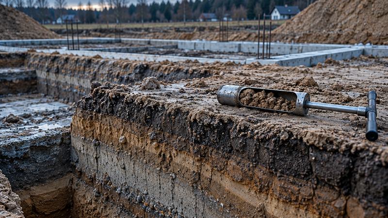 Zdjęcie poglądowe: wykop fundamentowy z widocznymi warstwami gruntu